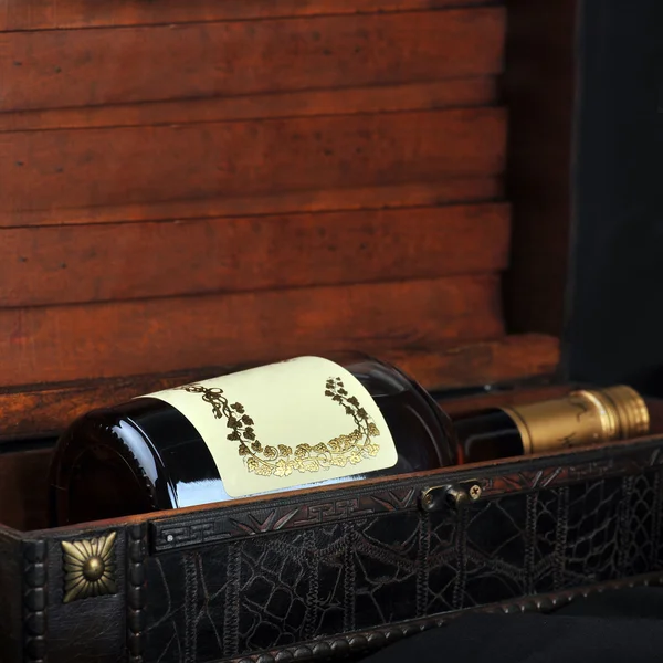 Cognac bottle in wooden case