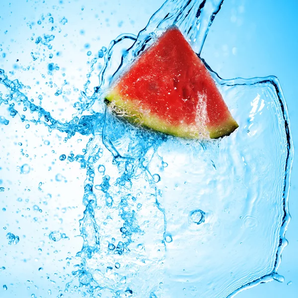 Watermelon slice in splash