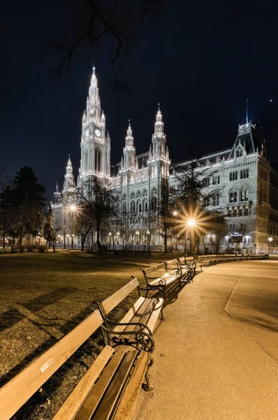 Vienna\'s Town Hall (Rathaus) at nightime.Vienna. Austria.