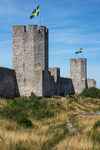 Watchtowers and city wall surrounding Visby, the medieval city on the Gotland island, Sweden
