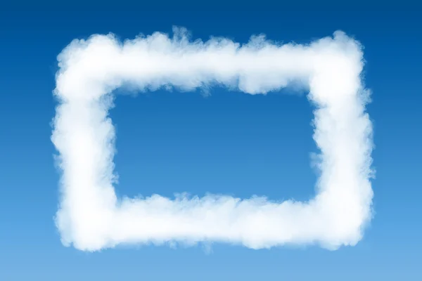 Smoke cloud photo frame on blue sky background