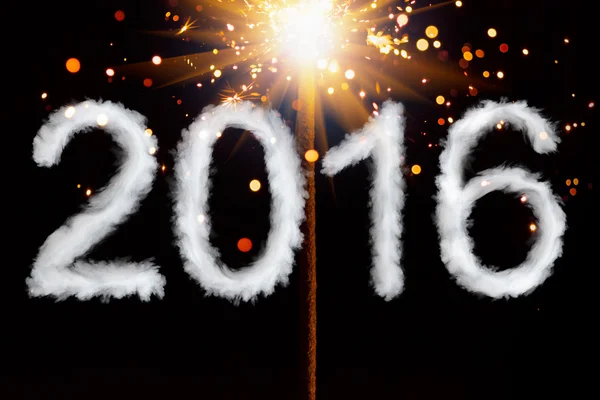 New Year 2016, smoke style digits with sparkler