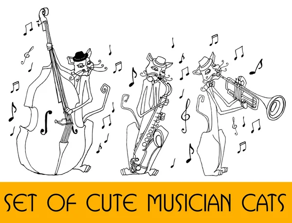 Set of musician cats