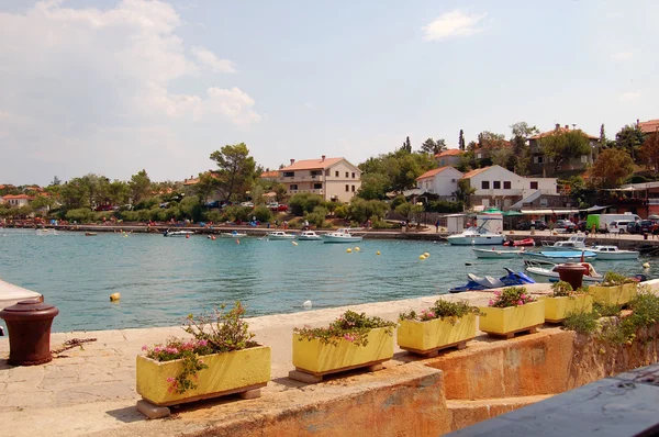 View in  Croatia with old buildings and boats