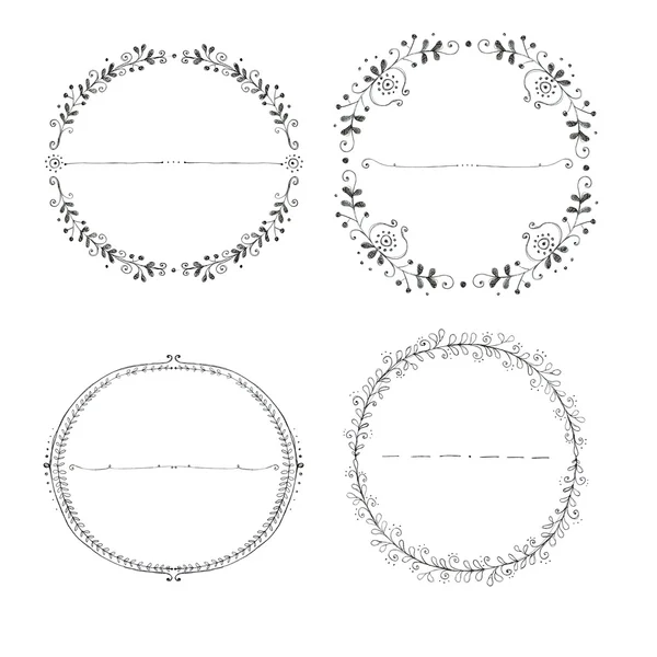 Collection of hand drawn round wreaths