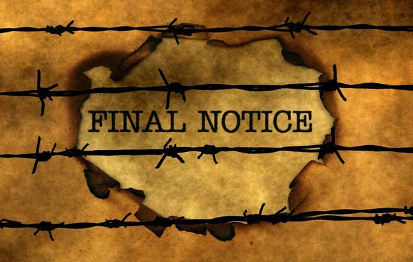 Final notice concept against barbwire