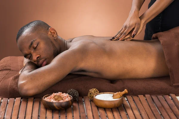 Man Getting Massage In Spa