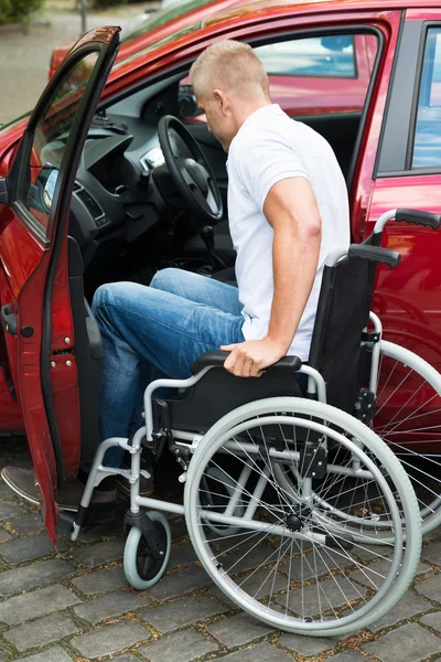 Handicapped Man Boarding In Car