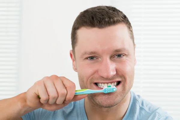 Man Brushing Teeth At Home