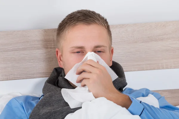 Man With Cold Blowing Nose