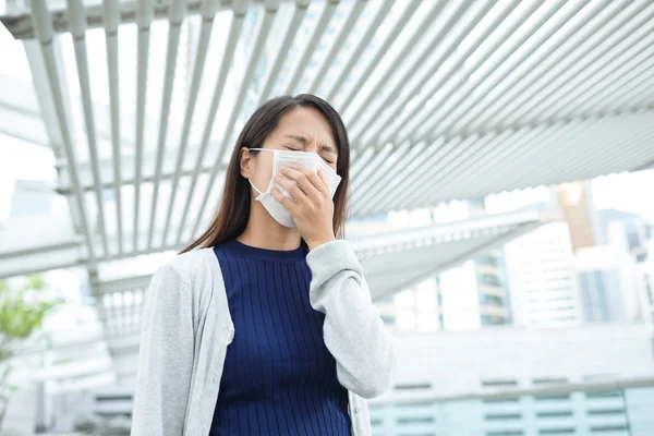 Woman feeling unwell at outdoor