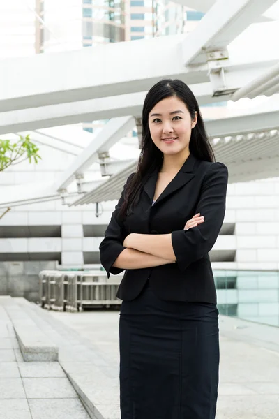 Asian businesswoman in business suit at outdoor