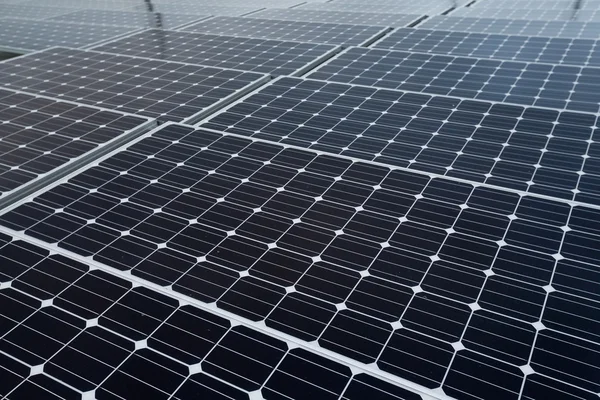 Solar panels on rooftop of building