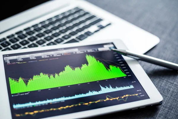 Stock market graphs on tablet pc