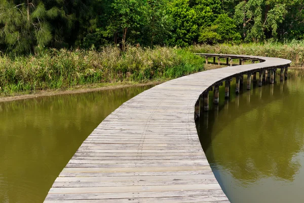 Wooden bridge over the river