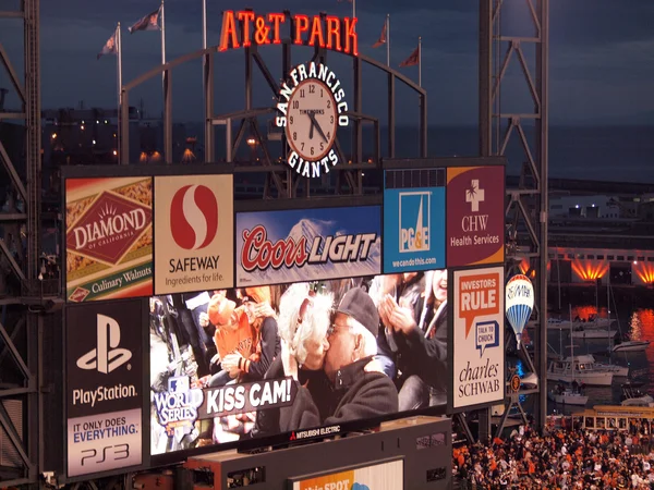 People make out on Kiss Cam on Scoreboard