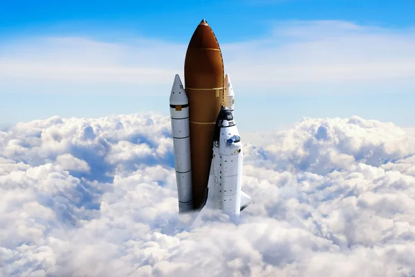 Space shuttle taking off on a mission. Elements of this image furnished by NASA