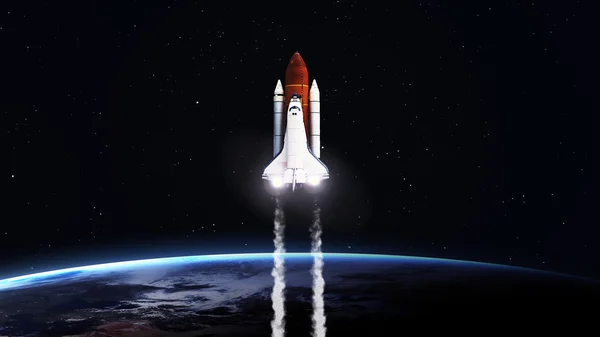 High resolution image of Space shuttle taking off on mission. Elements furnished by NASA