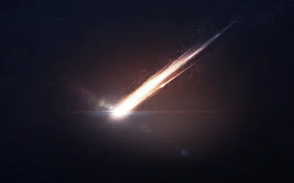 A Meteor glowing as it enters the Earths atmosphere. Elements of this image furnished by NASA