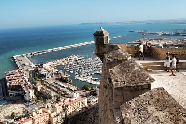 View from Santa Barbara castle to harbor of Alicante, Spain.