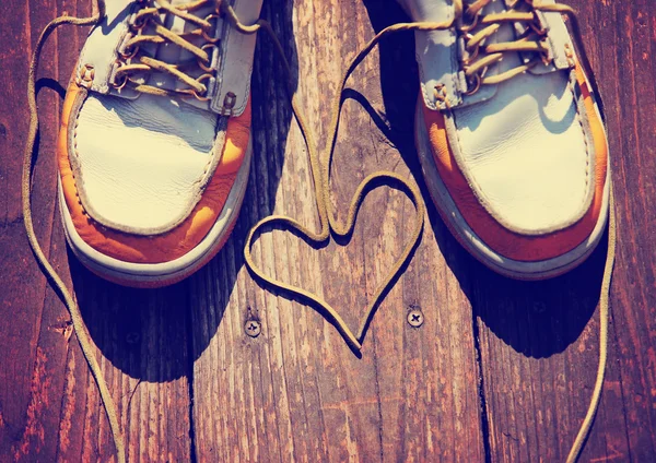 Shoes with laces in heart shape