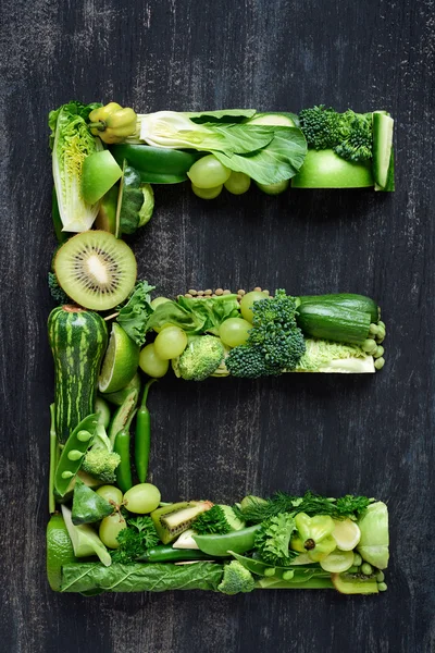 Letter made of green raw food