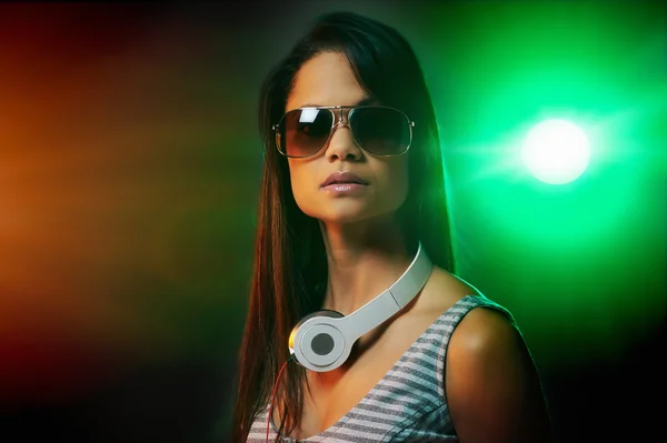 DJ woman with headphones