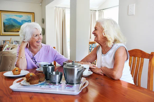 Retired older women having tea