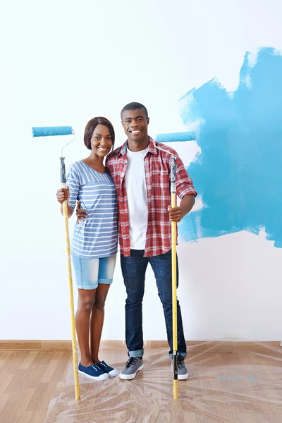 Paint on new apartment for african couple