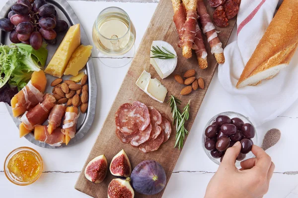 Charcuterie board on table