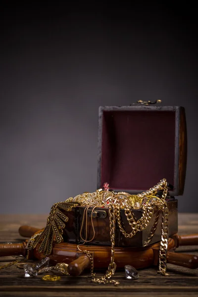 Pirates chest with golden jewelry
