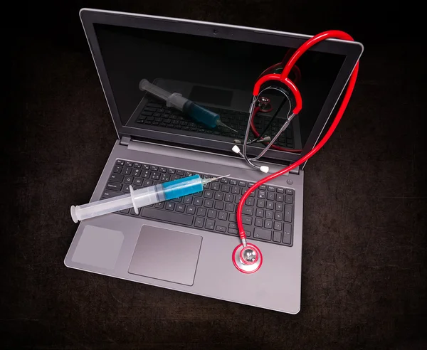 Laptop computer and stethoscope