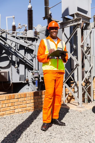 Afro american electrical engineer in power plant
