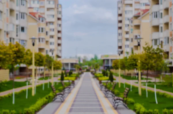 Boke. Blurring background. A new residential complex with green