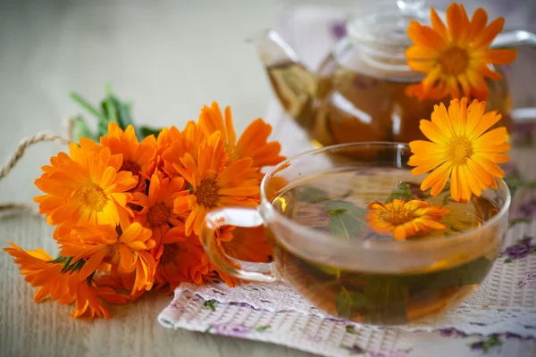 Herbal tea with marigold flowers