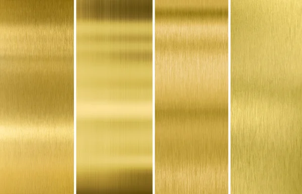 Gold or brass brushed metal texture backgrounds set - Stock Image