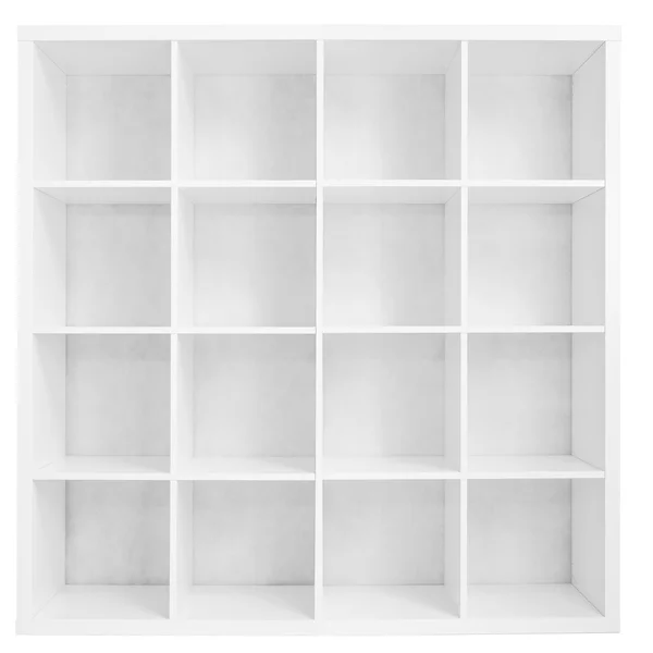 Empty bookshelf or store rack isolated on white