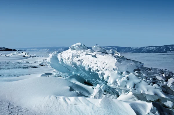 Ice on the surface of Lake Baikal.