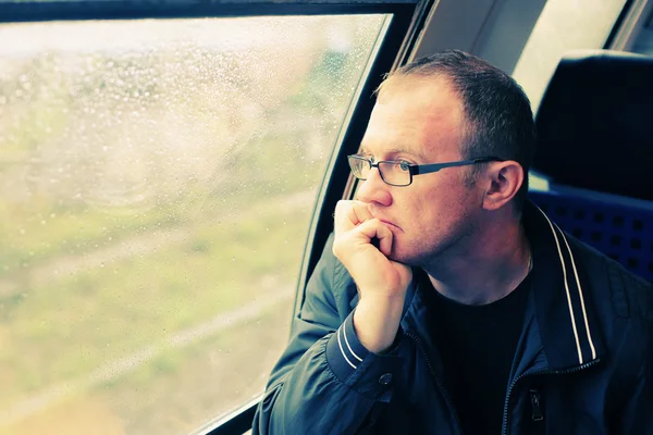 Handsome man in train