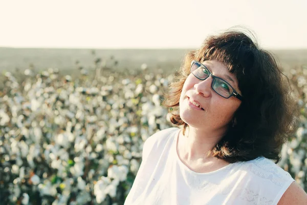 Woman staying in the field