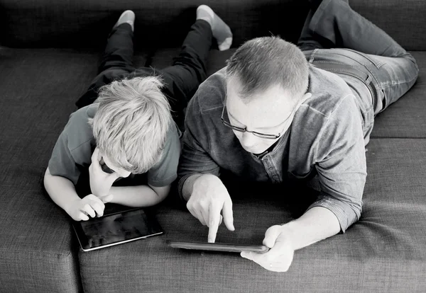 Father and son playing games