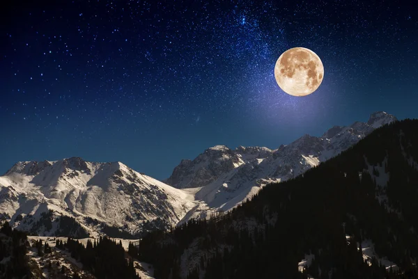 Moon in the mountains.