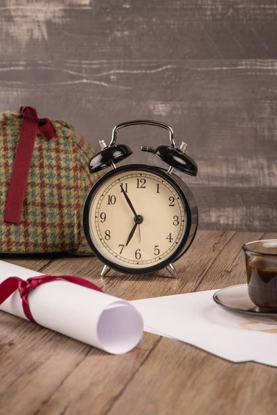 Wrapped paper sheets and magnifying glass