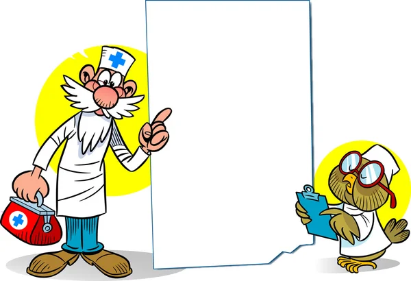 Cartoon doctor and owl