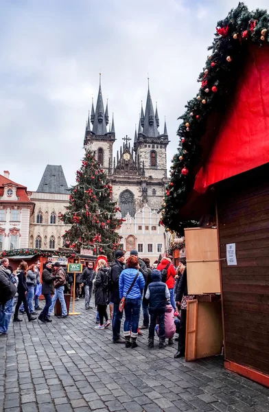 PRAGUE, CZECH REPUBLIC - DEC 23 : traditional christmas.Tourists