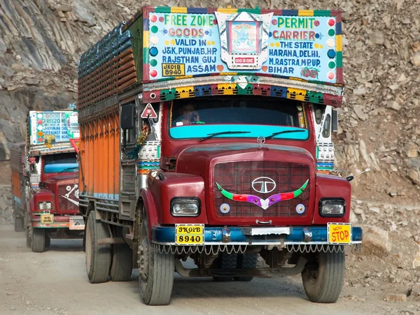 Colorful trucks brand TATA in Indian Himalayas