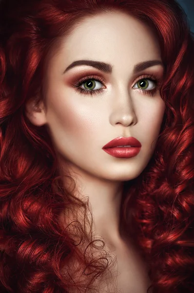 Redhead woman with green eyes
