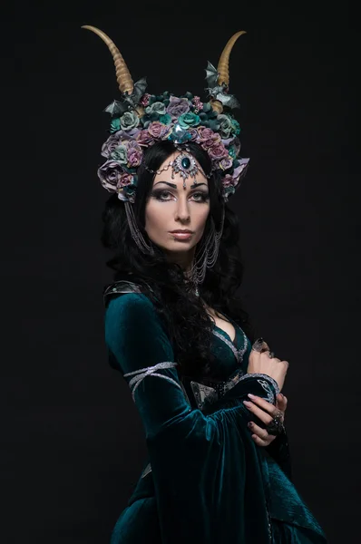 Fantasy elf woman in floral crown