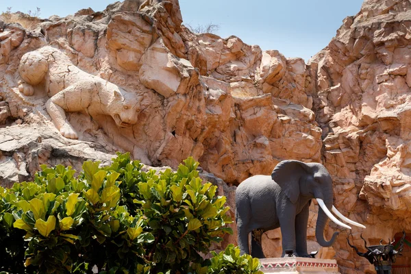Gigantic elephant statues on Bridge in famous Lost City