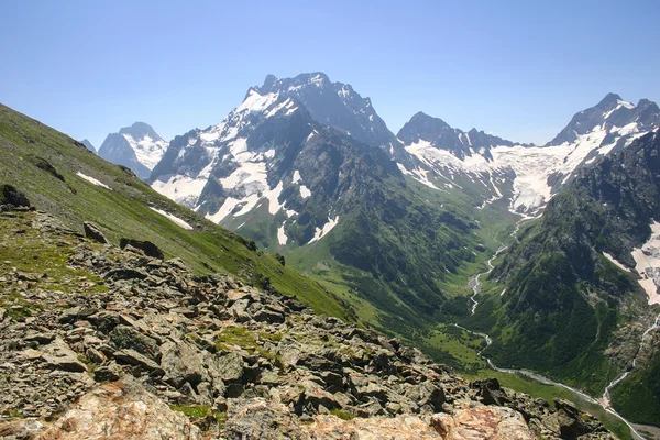 Beautiful valley and peaks in Caucasus mountains, the Main Cauca